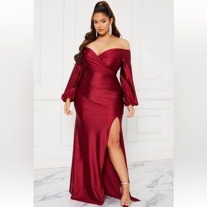 Denise Off Shoulder Maxi Dress- Wine